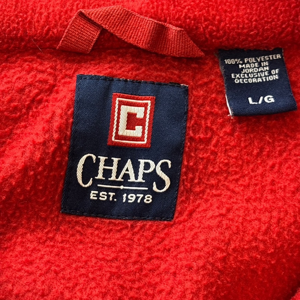 CHAPS Ralph Lauren Men's Full Zip Red Grey Padded Fleece Jacket Y2K Size Large - Picture 3 of 13